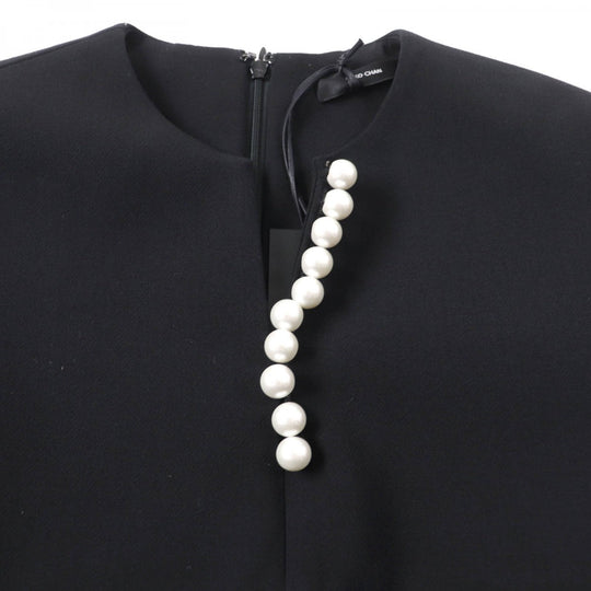 YOKO CHAN one piece YCD-623-886 Main: 63% polyester, Main: 34% rayon, Main: 3% polyurethane, Part: 100% polyester black Peplum long sleeve pearl dress Women 36 Used Authentic