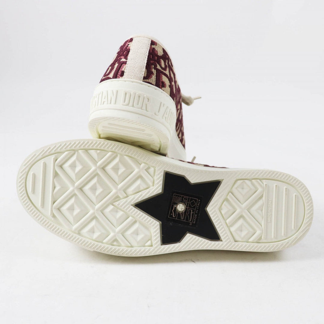 Christian Dior Low cut sneakers Main: Canvas, Part: Rubber Bordeaux Beige White WALK N DIOR Women 37 Used Authentic