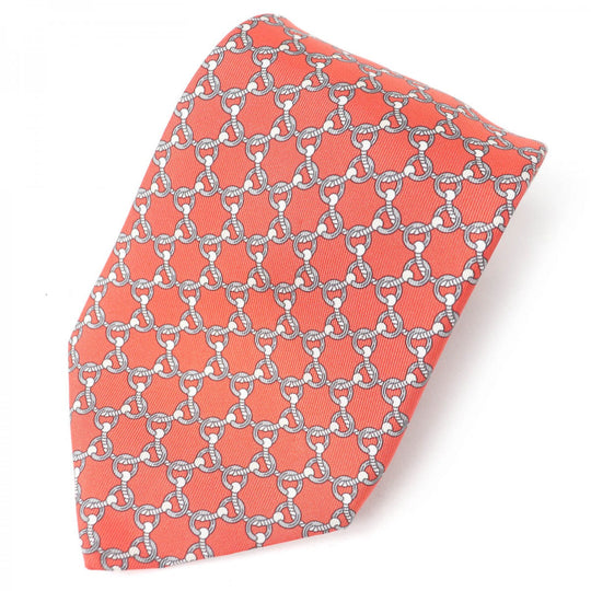 HERMES tie 5558MA Main: 100% silk Rouge mens Used Authentic