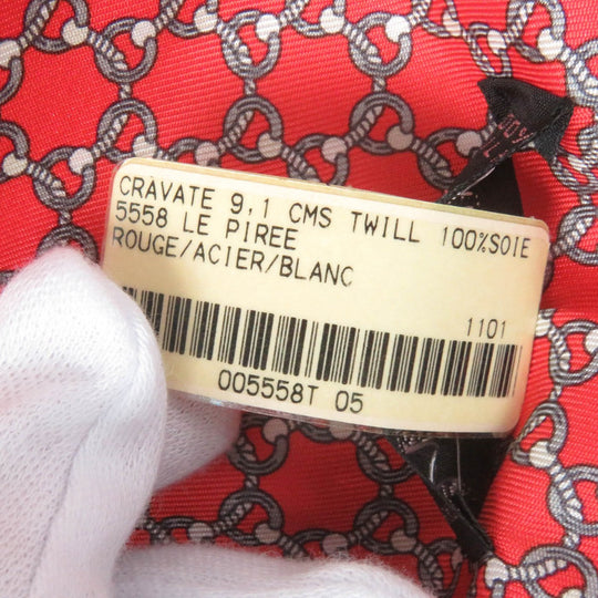 HERMES tie 5558MA Main: 100% silk Rouge mens Used Authentic