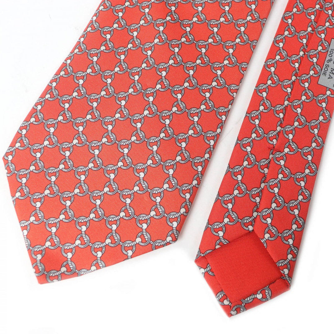 HERMES tie 5558MA Main: 100% silk Rouge mens Used Authentic