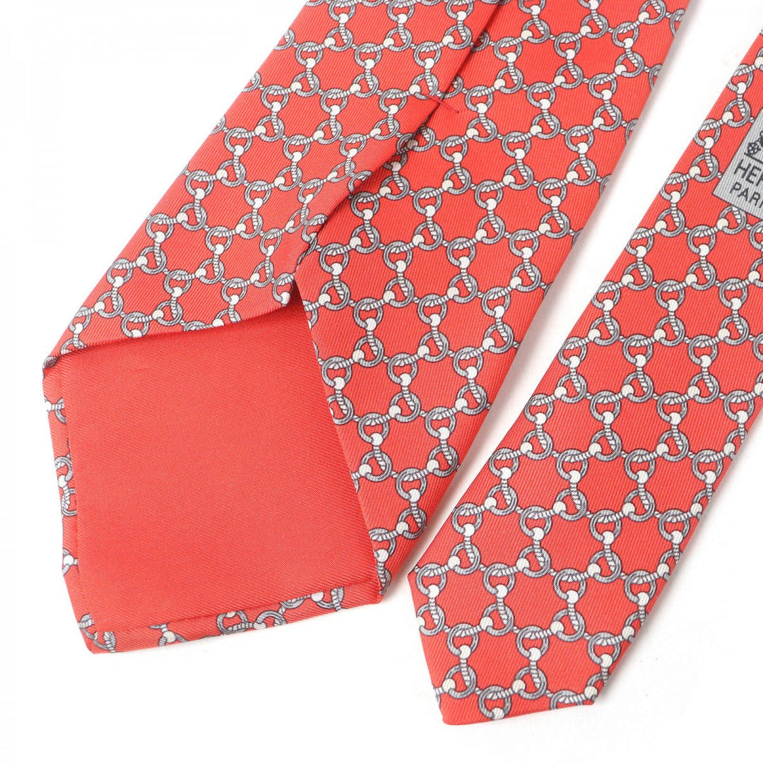 HERMES tie 5558MA Main: 100% silk Rouge mens Used Authentic