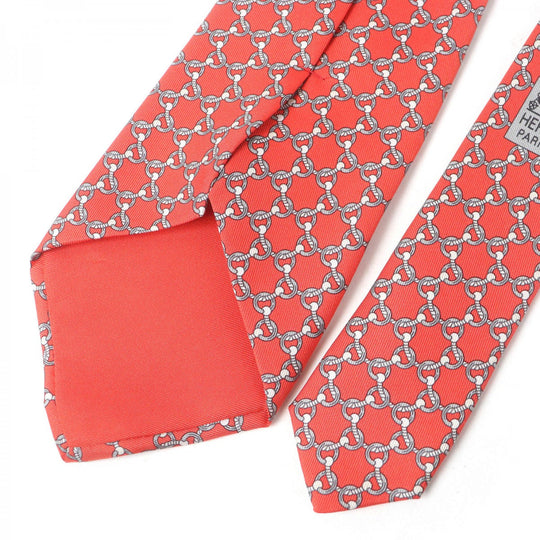 HERMES tie 5558MA Main: 100% silk Rouge mens Used Authentic