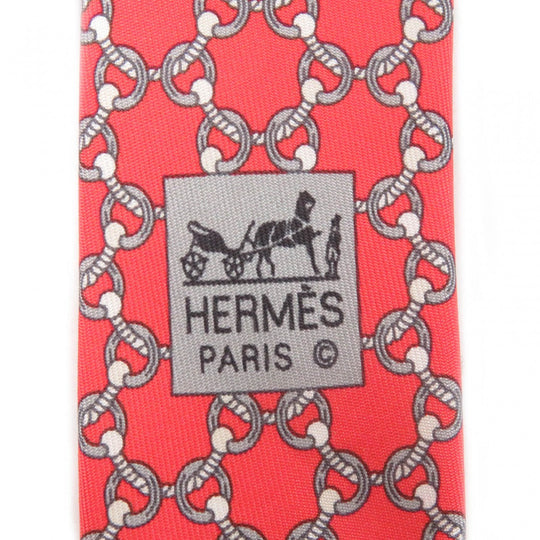 HERMES tie 5558MA Main: 100% silk Rouge mens Used Authentic