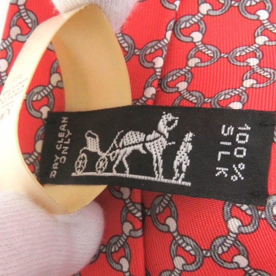 HERMES tie 5558MA Main: 100% silk Rouge mens Used Authentic