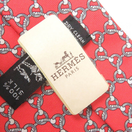 HERMES tie 5558MA Main: 100% silk Rouge mens Used Authentic