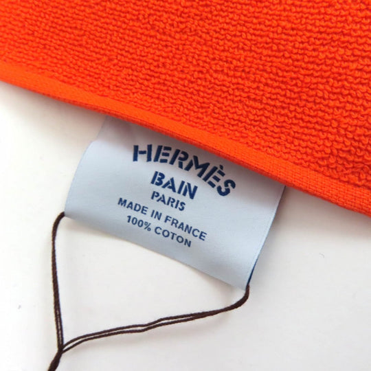 HERMES towel Main: Cotton Orange Yachting Tatoo Tressages Marins Women Used Authentic