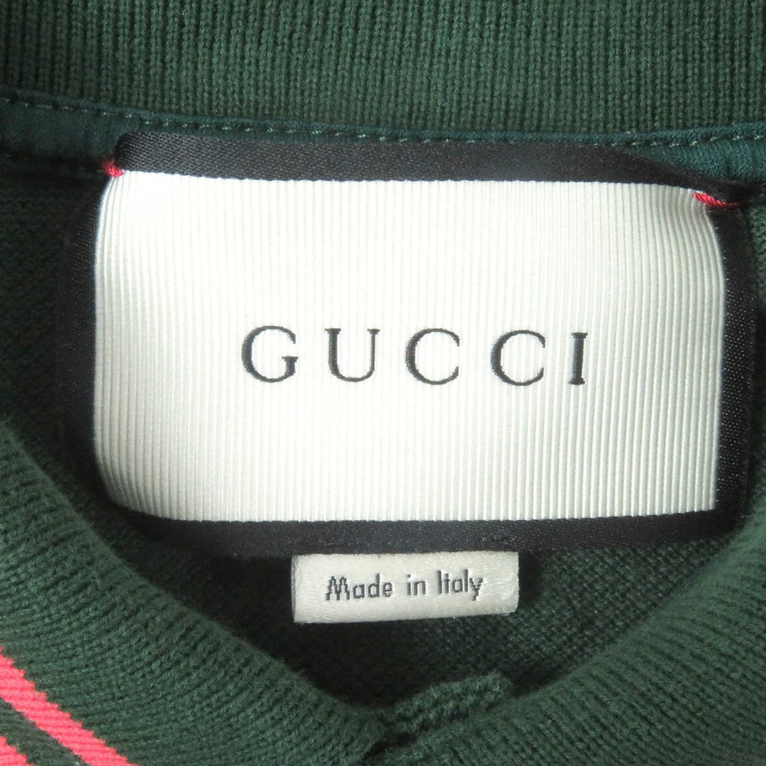 GUCCI Short sleeve polo shirt 431039 Main: 93% cotton, Main: 7% polyurethane, Part: 100% cotton, Part: 100% polyester green mens S Used Authentic
