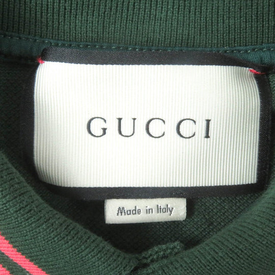 GUCCI Short sleeve polo shirt 431039 Main: 93% cotton, Main: 7% polyurethane, Part: 100% cotton, Part: 100% polyester green mens S Used Authentic