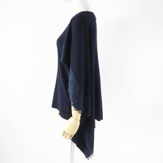 VALENTINO knit Main: 100% wool, Part: 100% silk Dark navy Women L Used Authentic