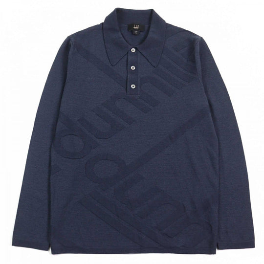 Dunhill Long sleeve polo shirt Main: 70% wool, Main: 30% silk Navy mens S Used Authentic