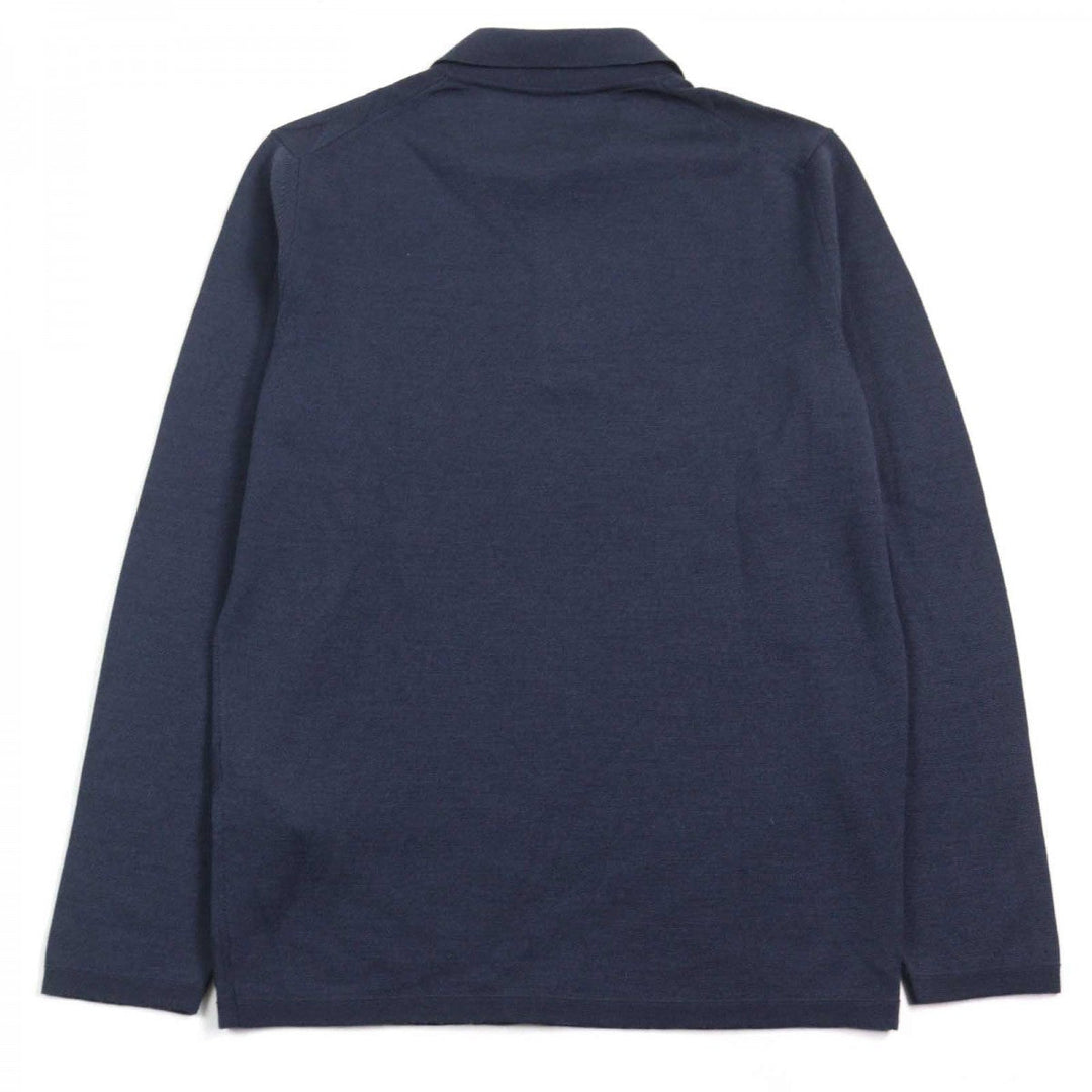 Dunhill Long sleeve polo shirt Main: 70% wool, Main: 30% silk Navy mens S Used Authentic