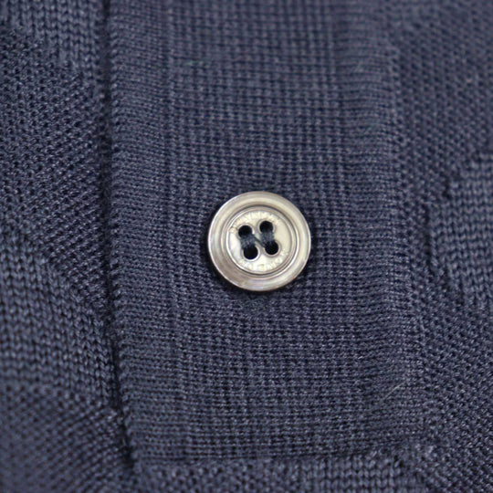 Dunhill Long sleeve polo shirt Main: 70% wool, Main: 30% silk Navy mens S Used Authentic