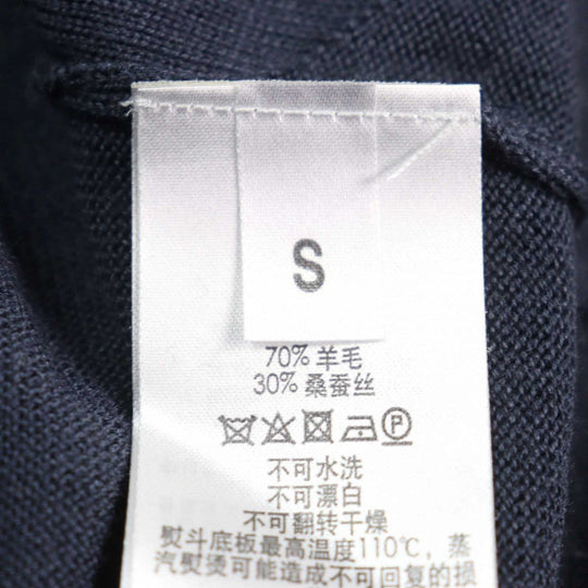 Dunhill Long sleeve polo shirt Main: 70% wool, Main: 30% silk Navy mens S Used Authentic