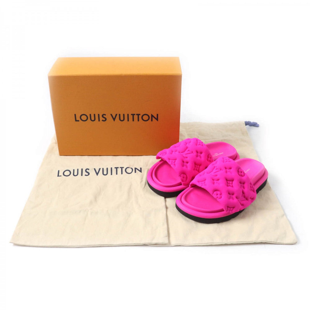 LOUIS VUITTON Sandals 1AB1NO Monogram pattern neoprene, Anna and Mick footbed pink Pool Pillow Women 35 Used Authentic