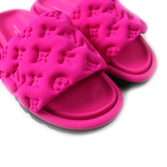 LOUIS VUITTON Sandals 1AB1NO Monogram pattern neoprene, Anna and Mick footbed pink Pool Pillow Women 35 Used Authentic