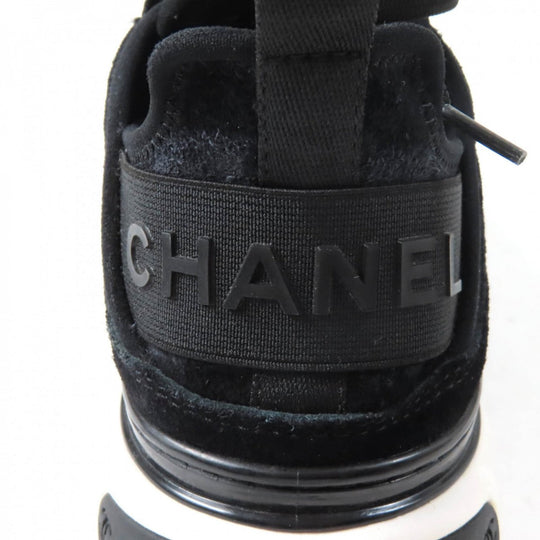 CHANEL sneakers G35617 Mixed Fiber, Calfskin, Velvet, Polyurethane black Women 37 Used Authentic