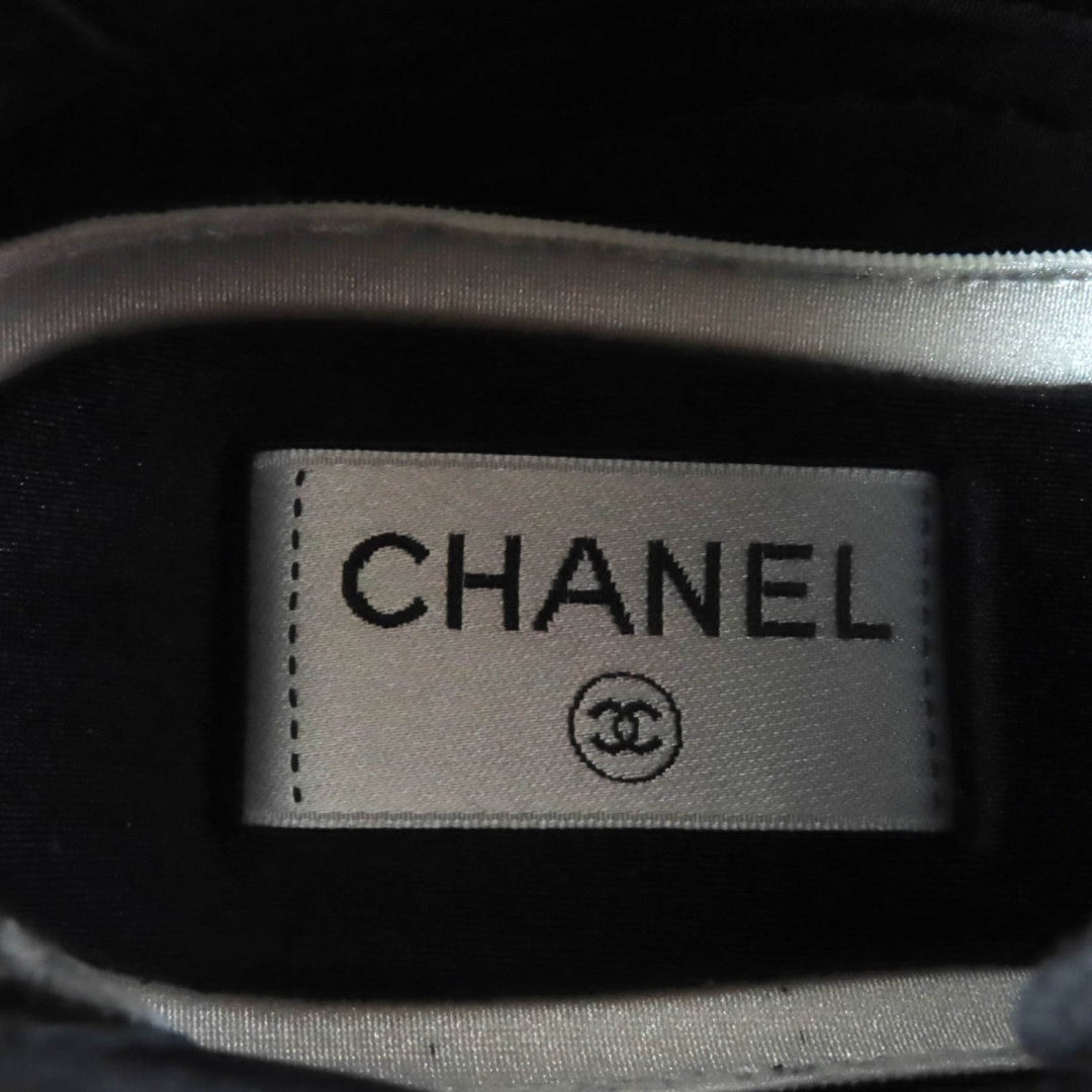 CHANEL sneakers G35617 Mixed Fiber, Calfskin, Velvet, Polyurethane black Women 37 Used Authentic