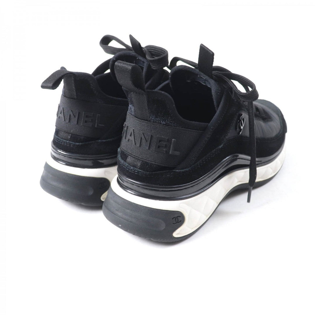 CHANEL sneakers G35617 Mixed Fiber, Calfskin, Velvet, Polyurethane black Women 37 Used Authentic