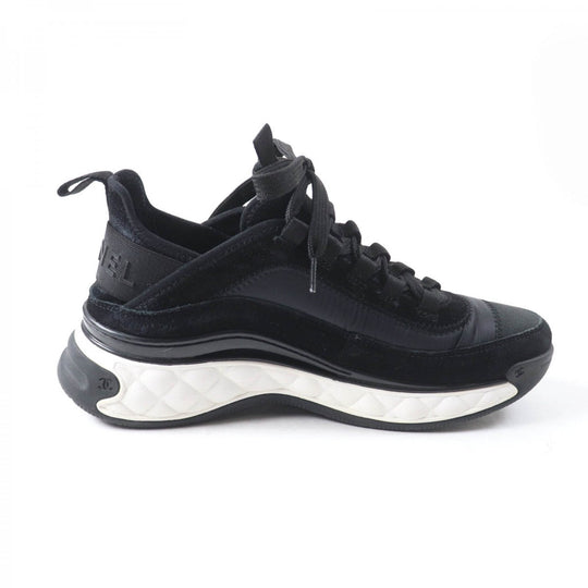CHANEL sneakers G35617 Mixed Fiber, Calfskin, Velvet, Polyurethane black Women 37 Used Authentic