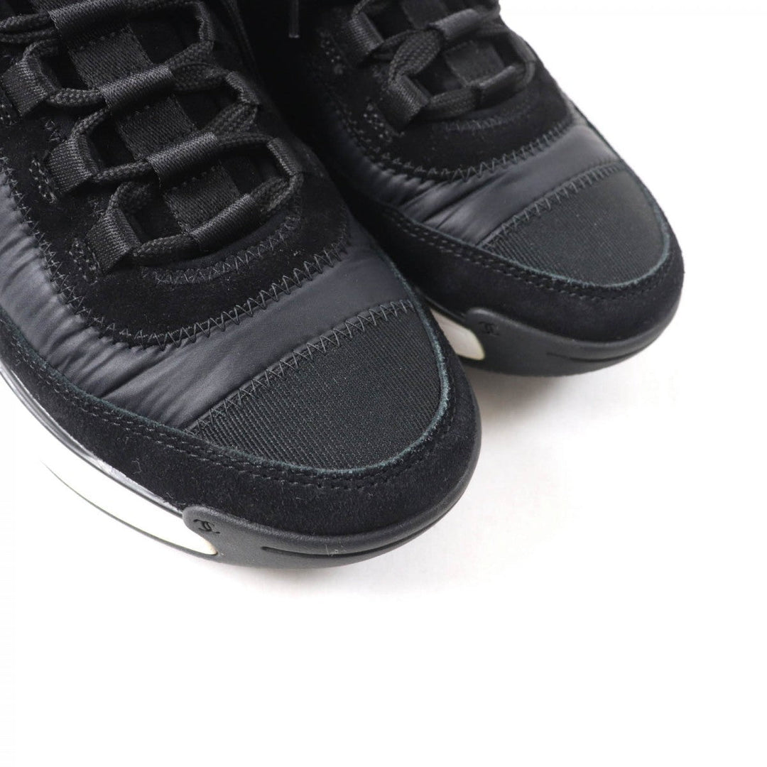 CHANEL sneakers G35617 Mixed Fiber, Calfskin, Velvet, Polyurethane black Women 37 Used Authentic