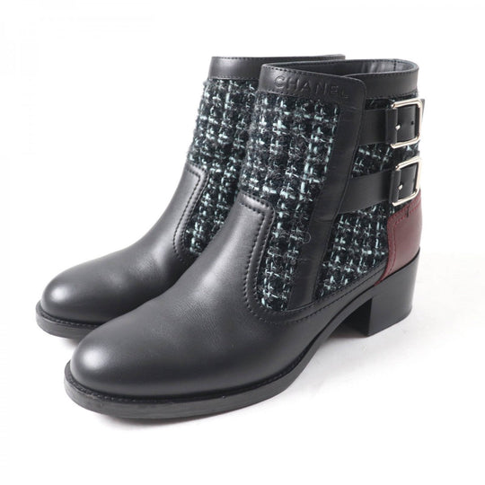 CHANEL Ankle boots 22B G39334 Main: Leather, Part: Tweed multicolor Women 38 C Used Authentic