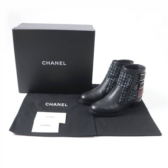 CHANEL Ankle boots 22B G39334 Main: Leather, Part: Tweed multicolor Women 38 C Used Authentic