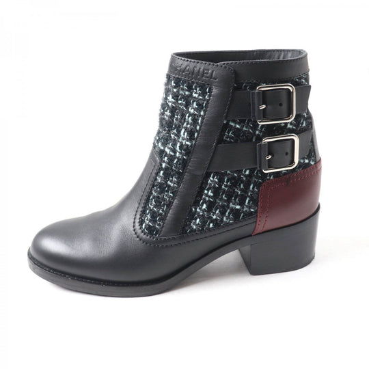 CHANEL Ankle boots 22B G39334 Main: Leather, Part: Tweed multicolor Women 38 C Used Authentic