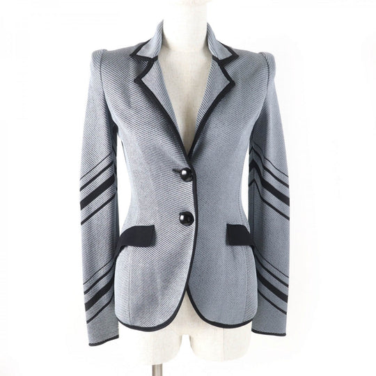 GIORGIO ARMANI Jacket 3KAG05 AM27Z Main: 80% viscose (rayon), 10% polyamide (nylon), 6% polyester, 4% elastane (polyurethane) Gray black Women 38 Used Authentic