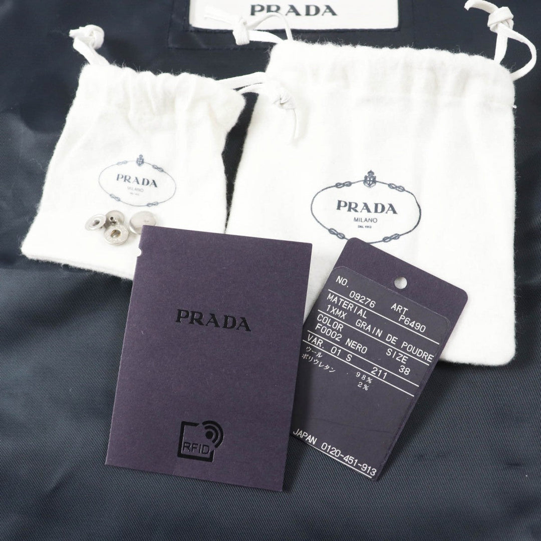 PRADA Chester coat P6490 Main: 98% wool, Main: 2% polyurethane black Women 38 Used Authentic
