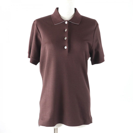 HERMES Short sleeve polo shirt cotton Brown L