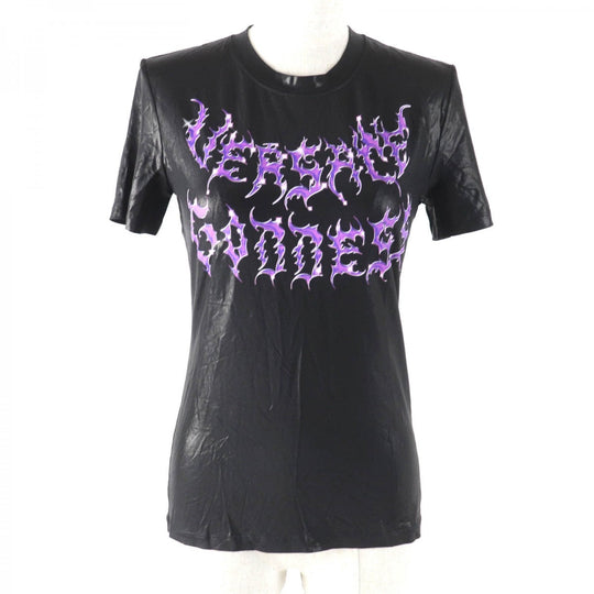 VERSACE Short sleeve T-shirt 1010066 Main: 95% viscose, Main: 5% polyurethane Black purple Women 40 Used Authentic