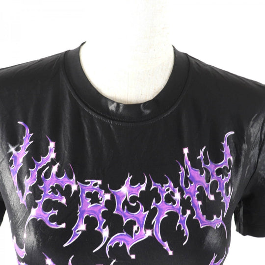VERSACE Short sleeve T-shirt 1010066 Main: 95% viscose, Main: 5% polyurethane Black purple Women 40 Used Authentic