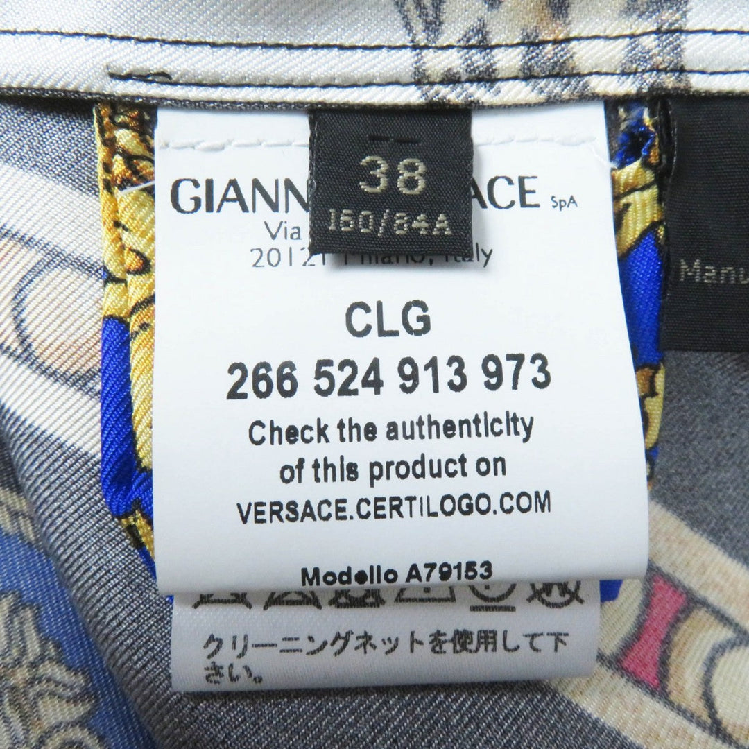 VERSACE Long sleeve shirt A79153 Main: 100% silk Multi Women 38 Used Authentic
