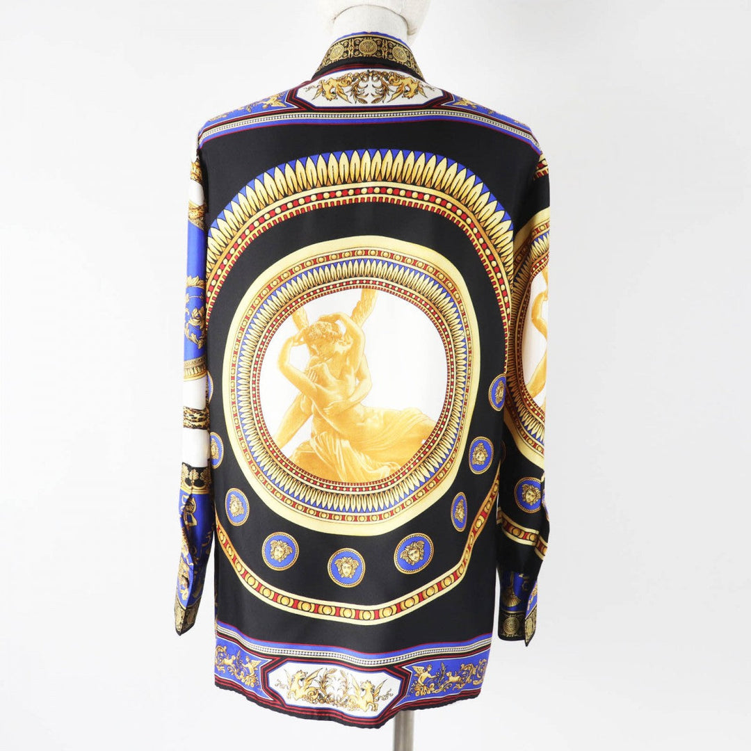 VERSACE Long sleeve shirt A79153 Main: 100% silk Multi Women 38 Used Authentic