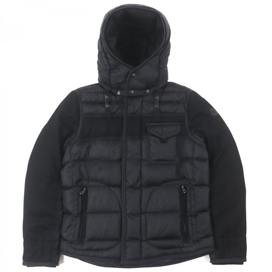 MONCLER Down jacket Outer: 100% nylon, Lining: 100% nylon, Part: 100% wool, Leather part: cowhide, Filling: 90% down black RYAN mens 2 Used Authentic