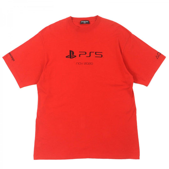 BALENCIAGA Short sleeve T-shirt 651795 Main: 100% cotton Red PS5 PlayStation 5 mens XXS Used Authentic