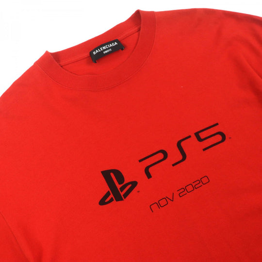 BALENCIAGA Short sleeve T-shirt 651795 Main: 100% cotton Red PS5 PlayStation 5 mens XXS Used Authentic