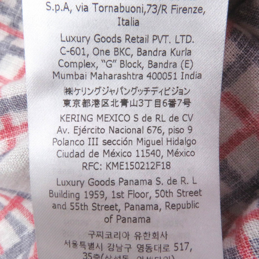 GUCCI Short sleeve shirt 742706 Main: 100% linen, some parts: 100% polyester Red navy mens 48 Used Authentic