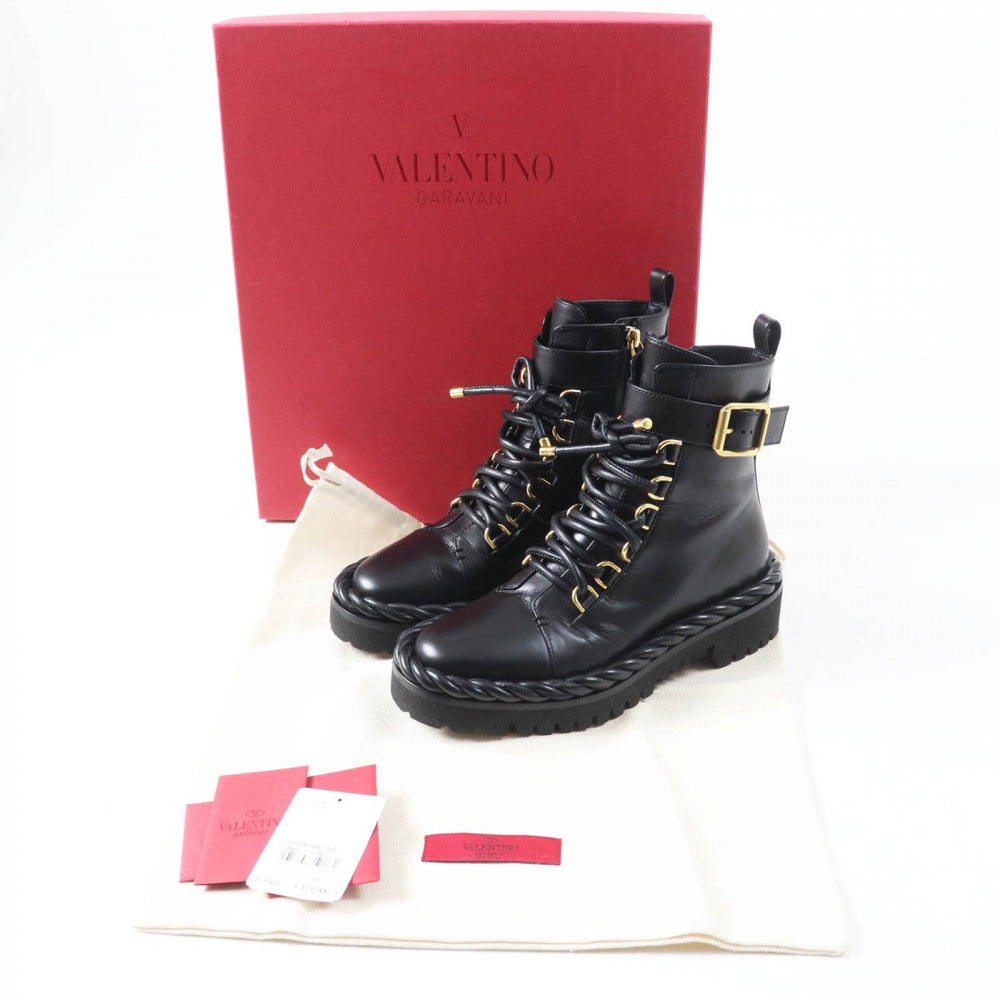 Valentino Garavani short boots UW2S0AA1 Lamb leather black CONBAT BOOT Combat boots 36
