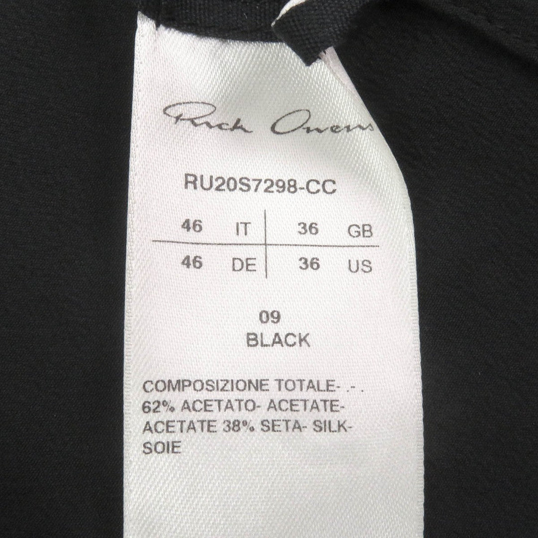 Rick Owens Long sleeve shirt RU20S7298 Main: 62% acetate, Main: 38% silk black mens 46 Used Authentic