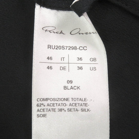 Rick Owens Long sleeve shirt RU20S7298 Main: 62% acetate, Main: 38% silk black mens 46 Used Authentic