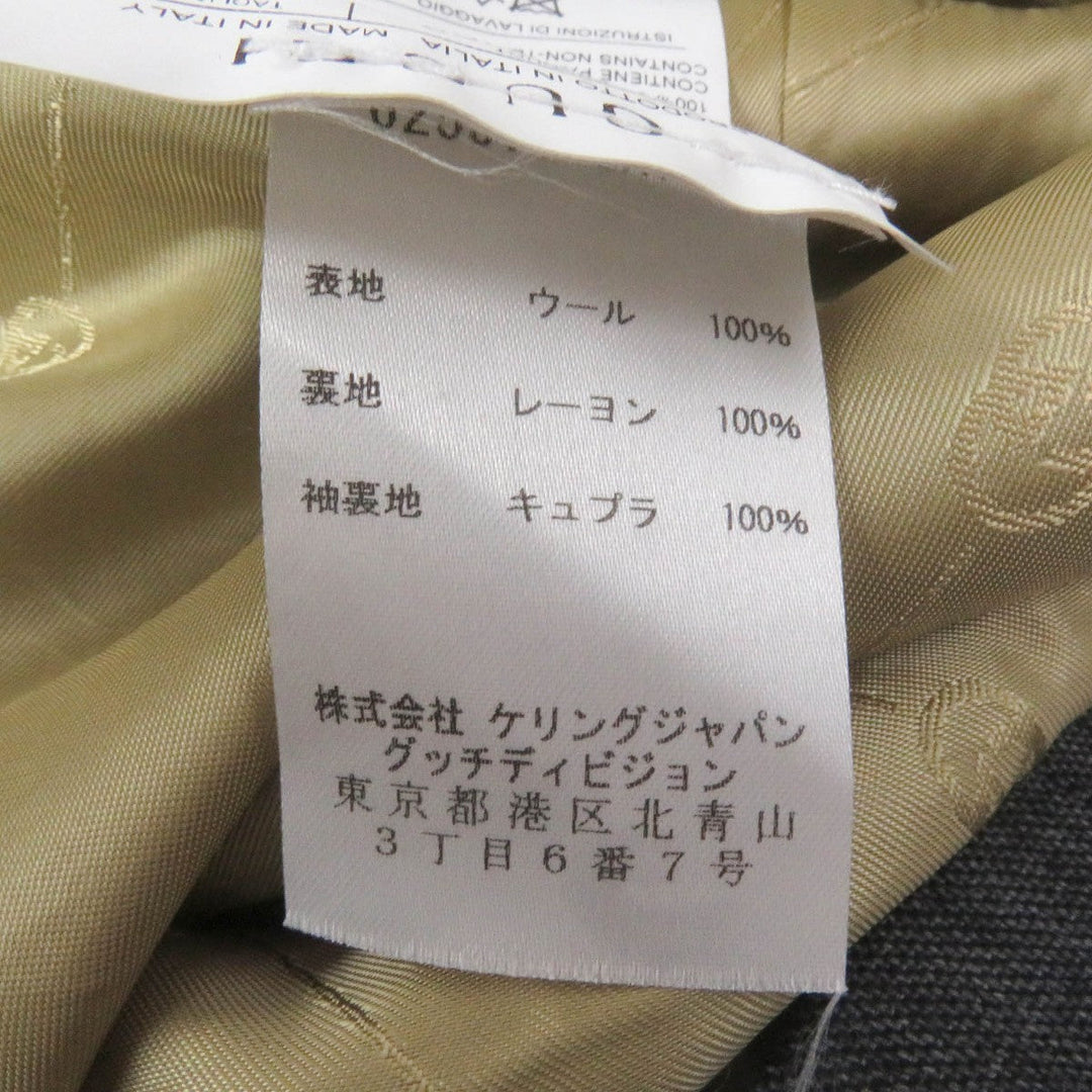 GUCCI tailored jacket 625378 Outer: 100% wool, Lining: 100% rayon, Sleeve lining: 100% cupra gray mens 50 Used Authentic