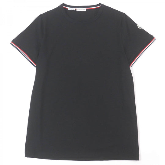 MONCLER Short sleeve T-shirt Main: 92% cotton, Main: 8% polyurethane, Part: 100% cotton black Stainless Steel TSHIRT mens S Used Authentic