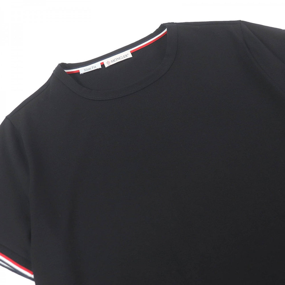 MONCLER Short sleeve T-shirt Main: 92% cotton, Main: 8% polyurethane, Part: 100% cotton black Stainless Steel TSHIRT mens S Used Authentic