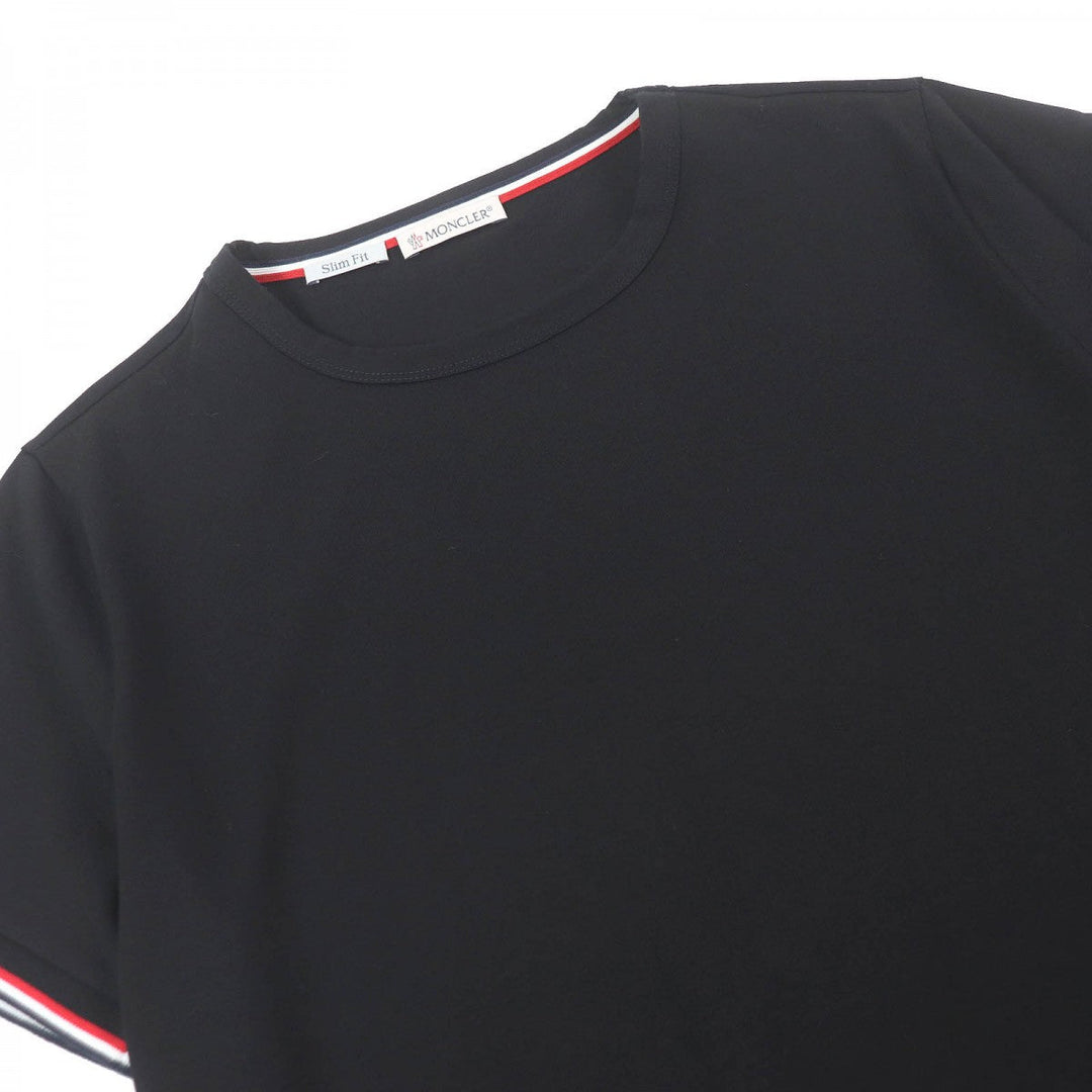 MONCLER Short sleeve T-shirt Main: 92% cotton, Main: 8% polyurethane, Part: 100% cotton black Stainless Steel TSHIRT mens S Used Authentic