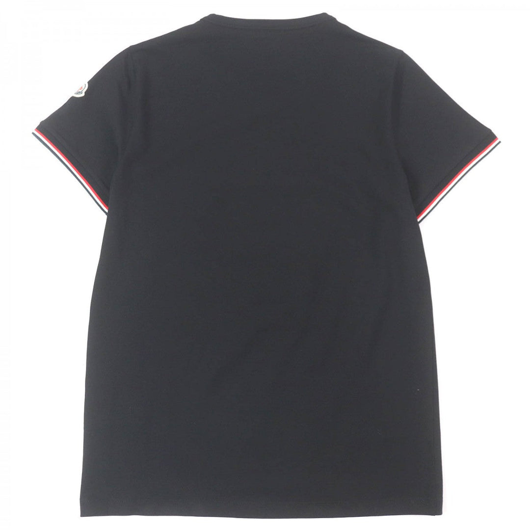 MONCLER Short sleeve T-shirt Main: 92% cotton, Main: 8% polyurethane, Part: 100% cotton black Stainless Steel TSHIRT mens S Used Authentic