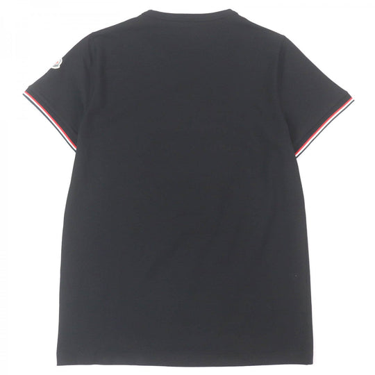 MONCLER Short sleeve T-shirt Main: 92% cotton, Main: 8% polyurethane, Part: 100% cotton black Stainless Steel TSHIRT mens S Used Authentic