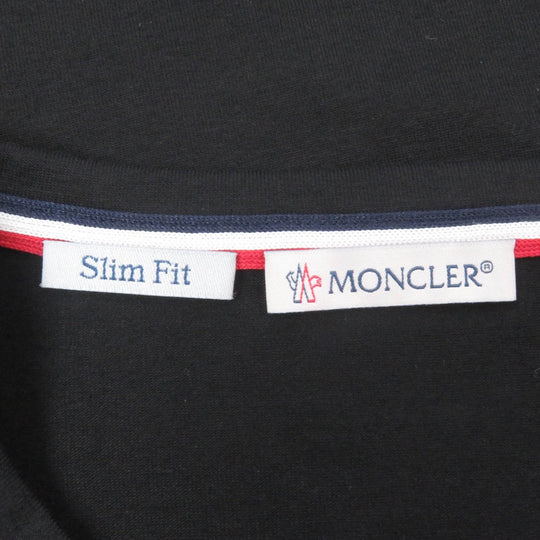 MONCLER Short sleeve T-shirt Main: 92% cotton, Main: 8% polyurethane, Part: 100% cotton black Stainless Steel TSHIRT mens S Used Authentic
