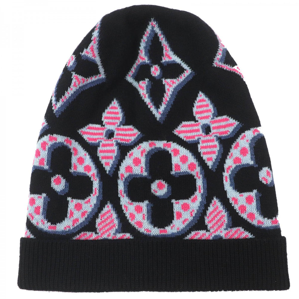 LOUIS VUITTON Knit cap M73898 Main: 100% wool Black Pink Blue Gray type Bone Giant mens Used Authentic